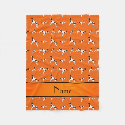 名前パーソナライズされたorange pointer dogs フリースブランケット (正面)