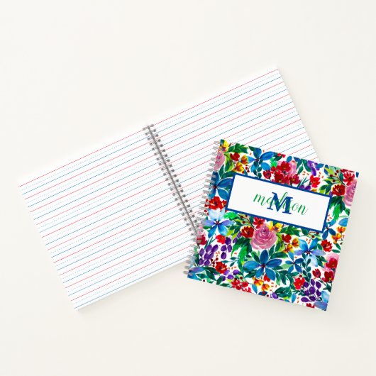 名前パーソナライズされたPhoebe Waterカラーフローラ ノートブック (内部)