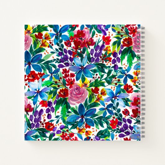 名前パーソナライズされたPhoebe Waterカラーフローラ ノートブック (裏面)