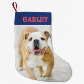 名前パーソナライズされたPhoto Navy Red スモールクリスマスストッキング (正面)