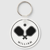 名前パーソナライズされたPickleball White & Black キーホルダー (裏面)