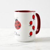 名前パーソナライズされたRed LadyBug マグカップ (正面右)