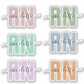 名前パーソナライズされたRN登録ナース評価 シール (正面)