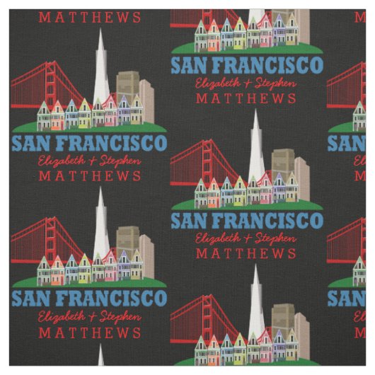 名前パーソナライズされたSan Franciscoスカイライン ファブリック (見本)