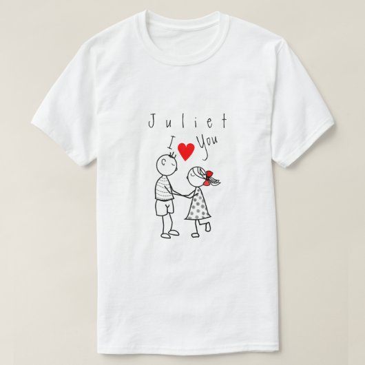 名前パーソナライズされたTシャツ文字付き – I Love You Tシャツ (デザイン正面)