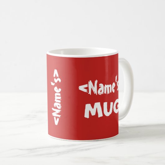 名前パーソナライズされたTrio Red White Mug コーヒーマグカップ (正面右)