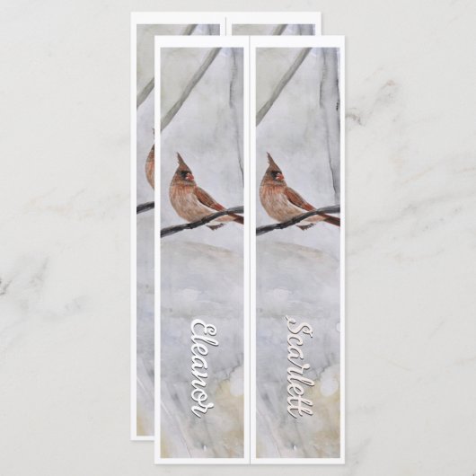 名前パーソナライズされたWinter（鳥）ショウジョウコウカンチョウ2ブックマーク (正面/裏面)