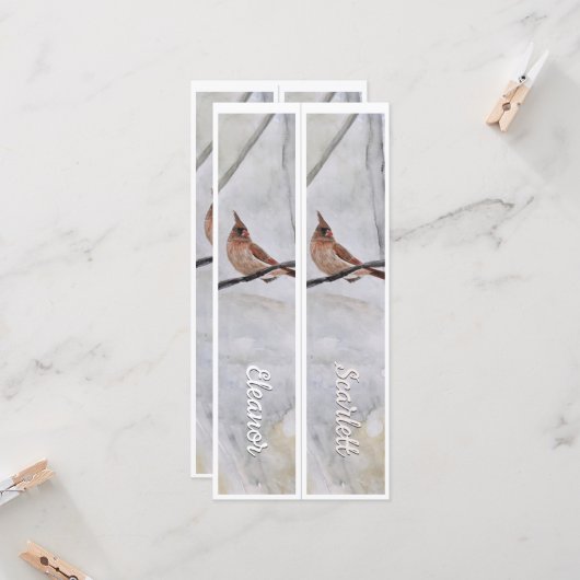 名前パーソナライズされたWinter(鳥)ショウジョウコウカンチョウ2ブックマーク (正面/裏面インサイチュ)