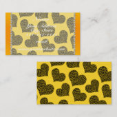 名前パーソナライズされたyellow leopardハート 名刺 (正面/裏面)