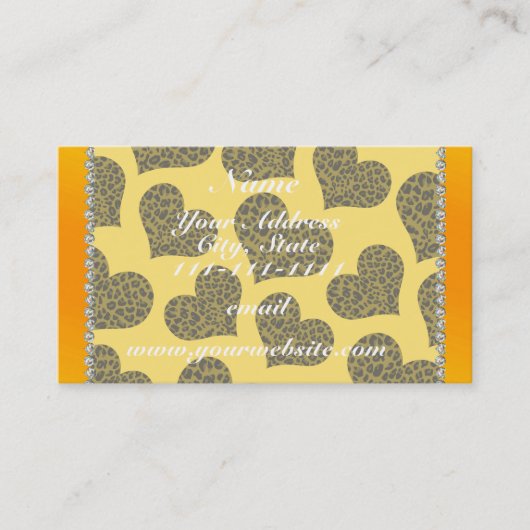 名前パーソナライズされたyellow leopardハート 名刺 (正面)