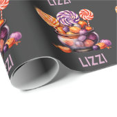 名前パープルオレンジのトリックまたは可愛いハロウィーンを治療 ラッピングペーパー (ロールコーナー)