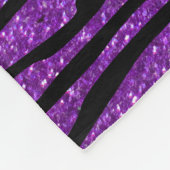 名前パープルグリッターゼブラストライプ紫の弓 フリースブランケット (角)