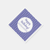 名前パープルモダン水玉模様誕生日パーティー スタンダードカクテルナプキン (角)