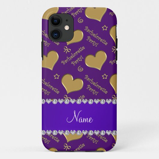 名前パープル金ゴールドハートバチェロレッテ Case-Mate iPhoneケース (裏面)