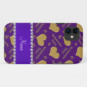 名前パープル金ゴールドハートバチェロレッテ Case-Mate iPhoneケース (裏面(横))