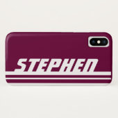 名前パープル&ホワイトストライプスポーツケース Case-Mate iPhoneケース (裏面(横))