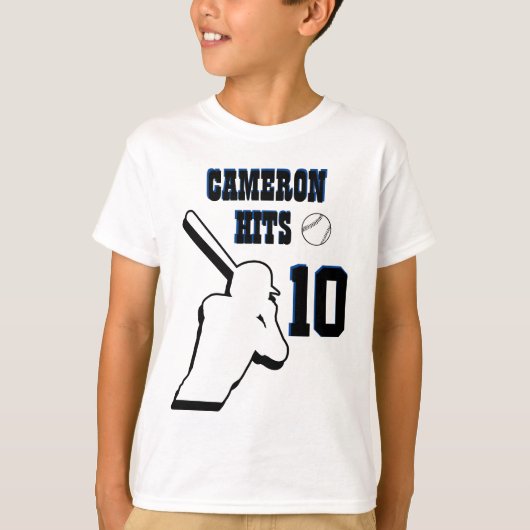 名前ヒット数カスタム野球誕生日 Tシャツ (正面)