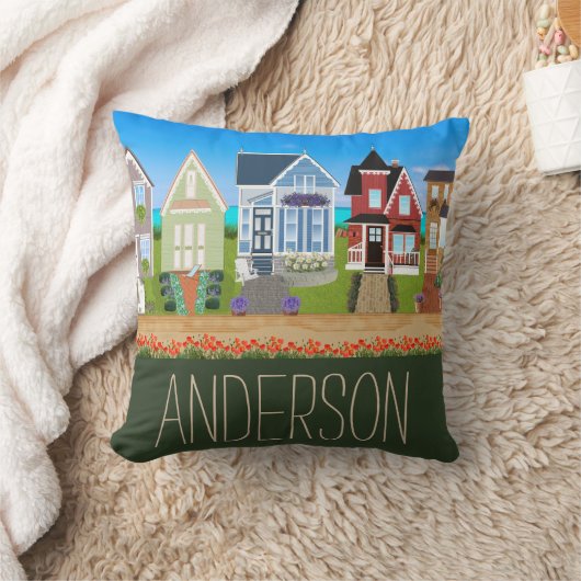 名前ビクトリアン付き住宅 クッション (ブランケット)