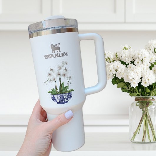 名前ビニールステッカー付き白オーキッドチノワリー シール