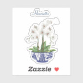 名前ビニールステッカー付き白オーキッドチノワリー シール (シート)