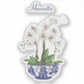 名前ビニールステッカー付き白オーキッドチノワリー シール (正面)