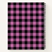 名前ピンクと黒のチェックPlaid Gingham Pattern ノートブック (裏面)