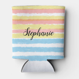 名前ピンクイエローブルーウェットカラーストライプオプション 缶クーラー
