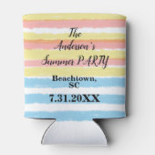 名前ピンクイエローブルーウェットカラーストライプオプション 缶クーラー (裏面)