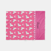 名前ピンクウエストハイランドホワイトテリア犬 フリースブランケット (正面(横))