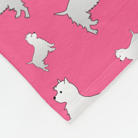 名前ピンクウエストハイランドホワイトテリア犬 フリースブランケット (角)