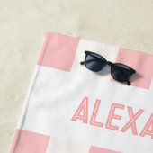 名前ピンクバチェロレッテ花嫁 ビーチタオル (インサイチュ)