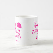 名前ピンクパーソナライズされたのクリスマス家族のスクリプト コーヒーマグカップ (中央)