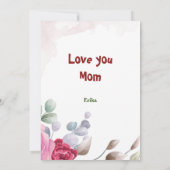 名前ピンクパーソナライズされたフローラマザーズ日カード 招待状 (裏面)