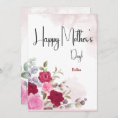 名前ピンクパーソナライズされたフローラマザーズ日カード 招待状 (正面/裏面)