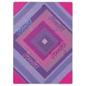 名前ピンクパープルダイヤモンドパターン非対称アート クリップボード (裏面)