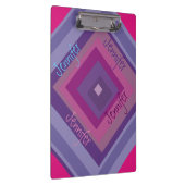 名前ピンクパープルダイヤモンドパターン非対称アート クリップボード (右)