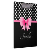 名前ピンクリボンブラック&ホワイト水玉模様 クリップボード (右)