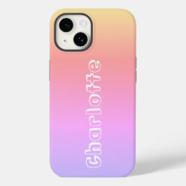 名前ピンク薄紫イエローサンセットカラータイポグラフィ Case-Mate iPhone 14ケース
