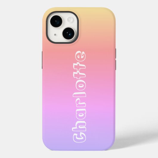 名前ピンク薄紫イエローサンセットカラータイポグラフィ Case-Mate iPhoneケース (裏面)