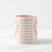 名前ピンク赤いハートフローラヴィンテージ。バレンタインデー マグカップ (中央)
