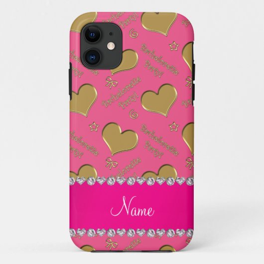 名前ピンク金ゴールドハートバチェロレッテ Case-Mate iPhoneケース (裏面)
