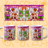 名前ピンク3Dエフェクトハロウィーンスカルカクテル コーヒーマグカップ