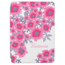 名前ピンク&ホワイトポピーフローラプリント