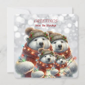 名前ファミリーからのポーラーベアクリスマスグリーティング シーズンカード (正面)
