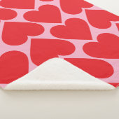 名前ファンシー付きロマンチックな赤とピンクのハートパターン シェルパブランケット (3/4)