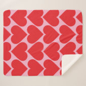 名前ファンシー付きロマンチックな赤とピンクのハートパターン シェルパブランケット (正面(横))