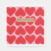 名前ファンシー付きロマンチックな赤とピンクのハートパターン スタンダードランチョンナプキン (正面)