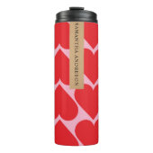 名前ファンシー付きロマンチックな赤とピンクのハートパターン タンブラー (正面)