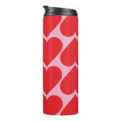 名前ファンシー付きロマンチックな赤とピンクのハートパターン タンブラー (回転右)