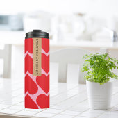 名前ファンシー付きロマンチックな赤とピンクのハートパターン タンブラー